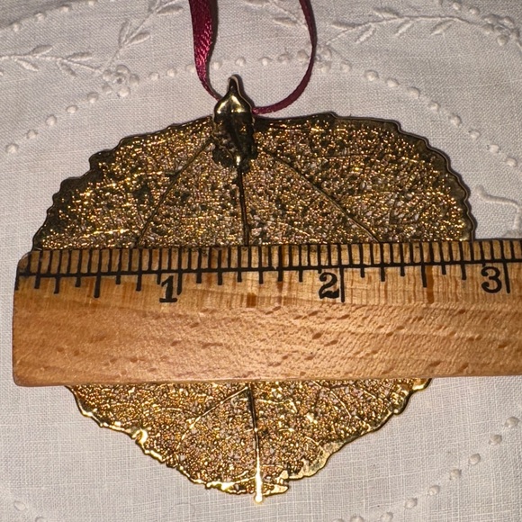 Gold Leaf Large Pendant with Pink Ribbon $22 - Picture 3 of 4